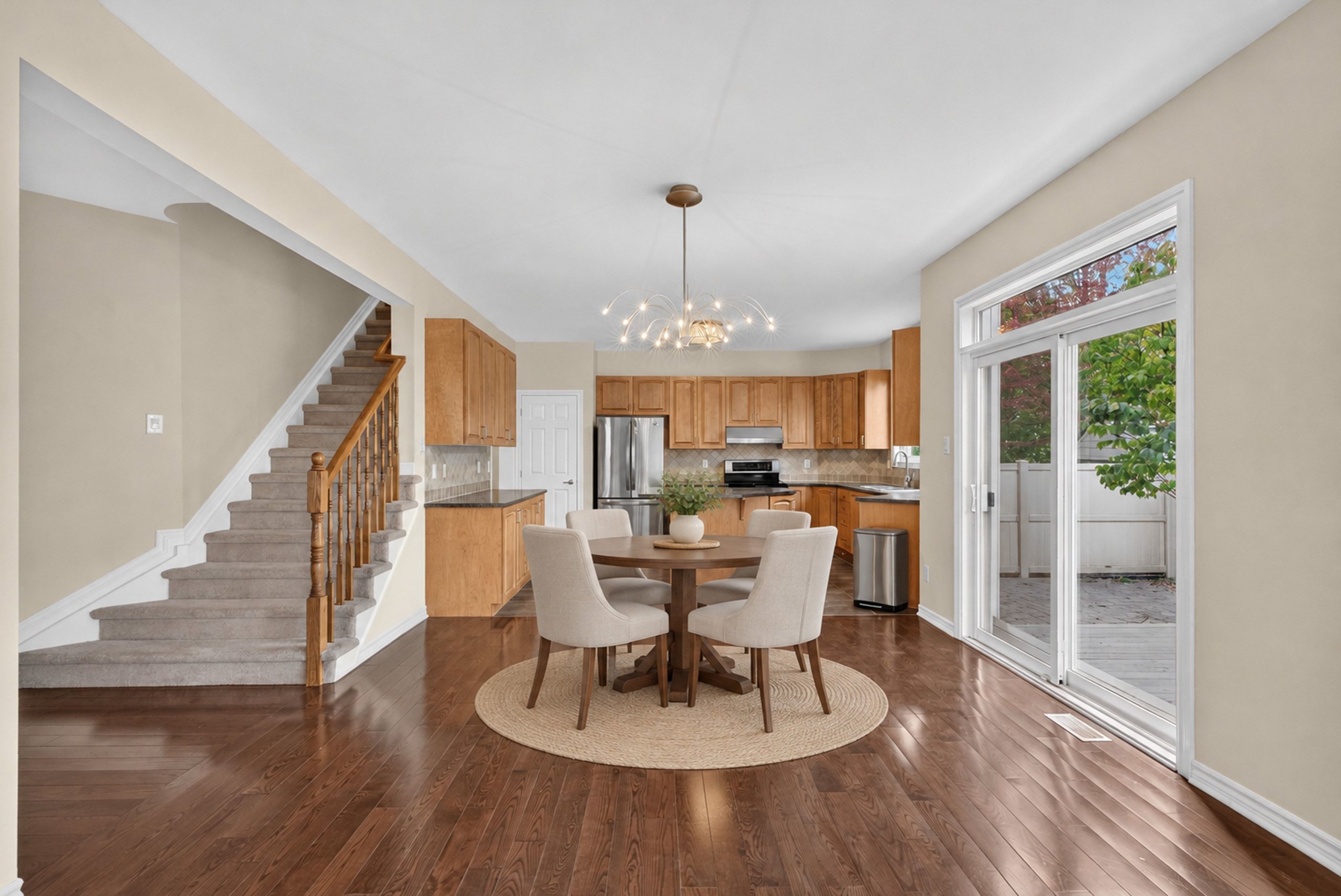 Living room open to the kitchen