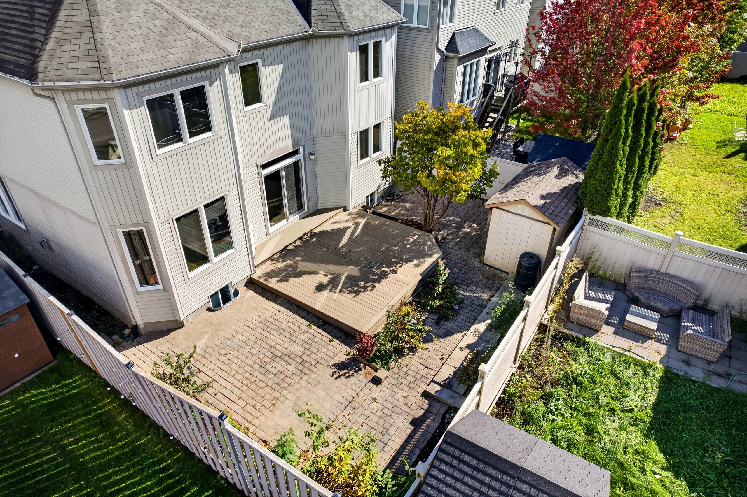 Fenced rear yard from above